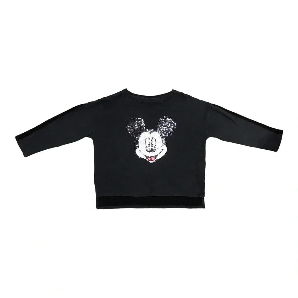 Zara Girls Mickey Mouse sequin Disney 11/12 grey black